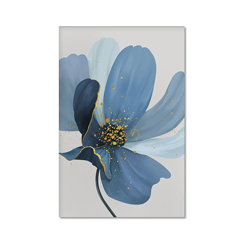 Large Blue Flowers Watercolor Wall Art Canvas Prints Botanical Abstract Posters For Modern Living Room Bedroom Wall Art Decor