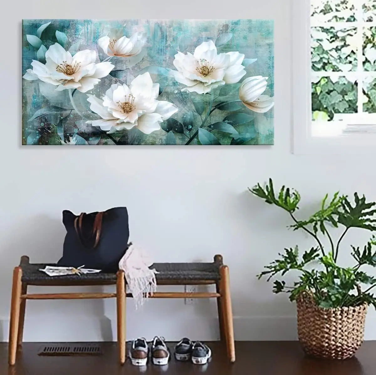 Abstract Minimalist Golden Green Flowing Wall Art Canvas Prints For Living Room Dining Room Modern Bedroom Interior Decor