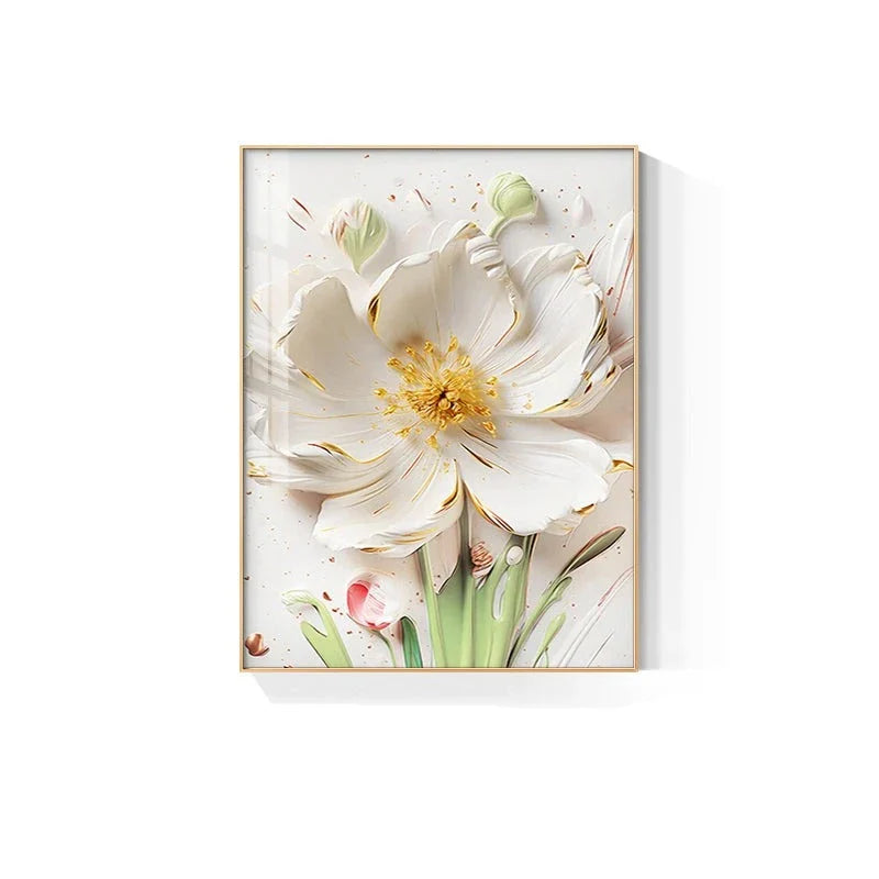 Big White Flower Wall Art Canvas Prints Modern Floral Posters For Living Room Dining Room Wall Decoration