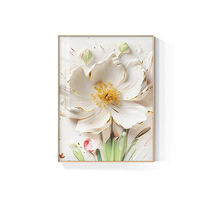 Big White Flower Wall Art Canvas Prints Modern Floral Posters For Living Room Dining Room Wall Decoration