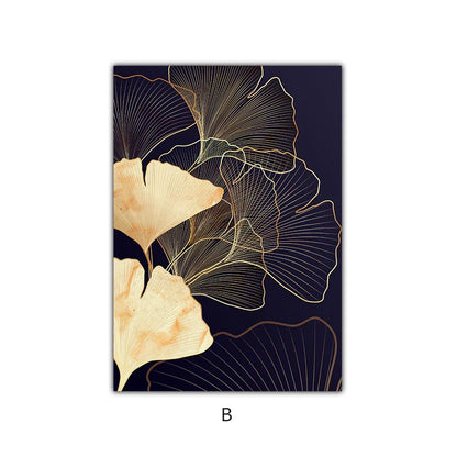 Abstract Botanical Tropical Blue Ginkgo Leaves Wall Art Fine Art Canvas Prints For Living Room Bedroom Hotel Room Decor
