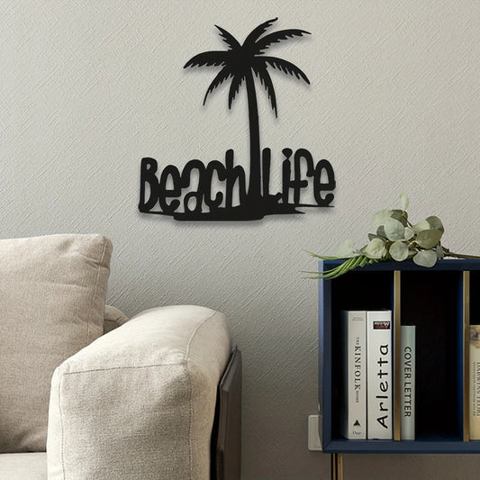Beach Life Coconut Tree Metal Wall Art 3D Decoration For Living Room Home Office Wall Decor