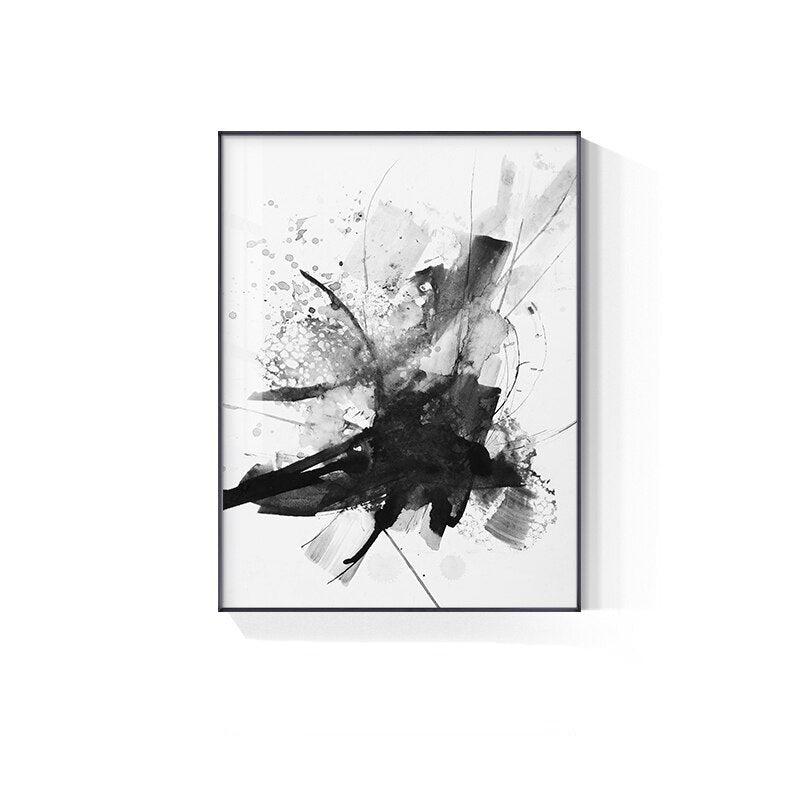 Black White Ink Splash Abstract Wall Art Canvas Prints For Living Room Minimalist Scandinavian Interiors