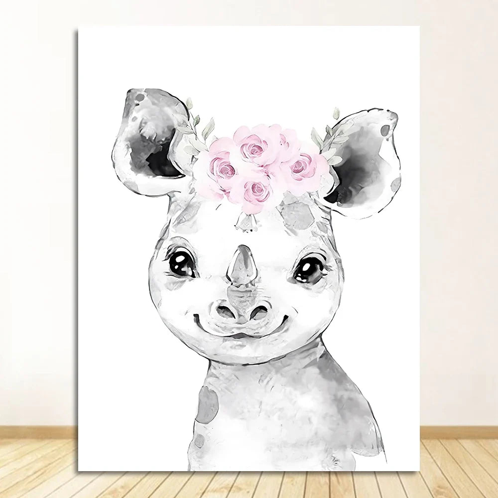 Cute Animals Nursery Posters Personalized Baby's Name Wall Art Canvas Prints For Baby's Room Kids' Room Wall Decor