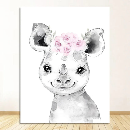 Cute Animals Nursery Posters Personalized Baby's Name Wall Art Canvas Prints For Baby's Room Kids' Room Wall Decor