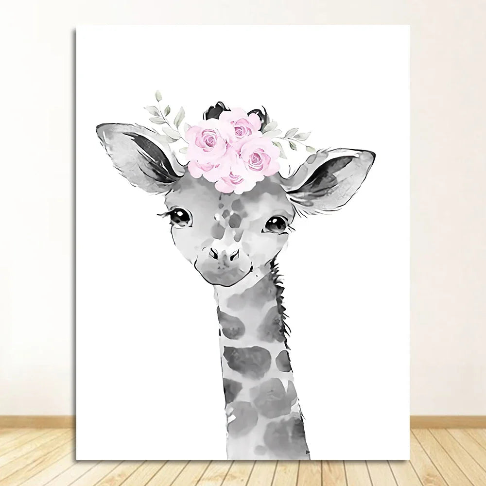 Cute Animals Nursery Posters Personalized Baby's Name Wall Art Canvas Prints For Baby's Room Kids' Room Wall Decor