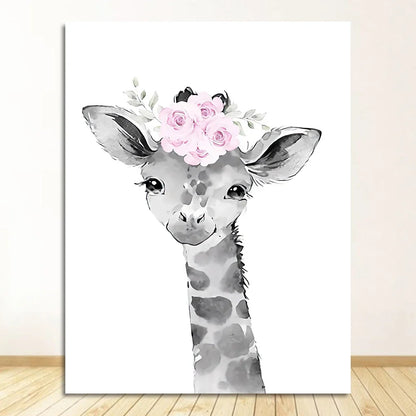 Cute Animals Nursery Posters Personalized Baby's Name Wall Art Canvas Prints For Baby's Room Kids' Room Wall Decor