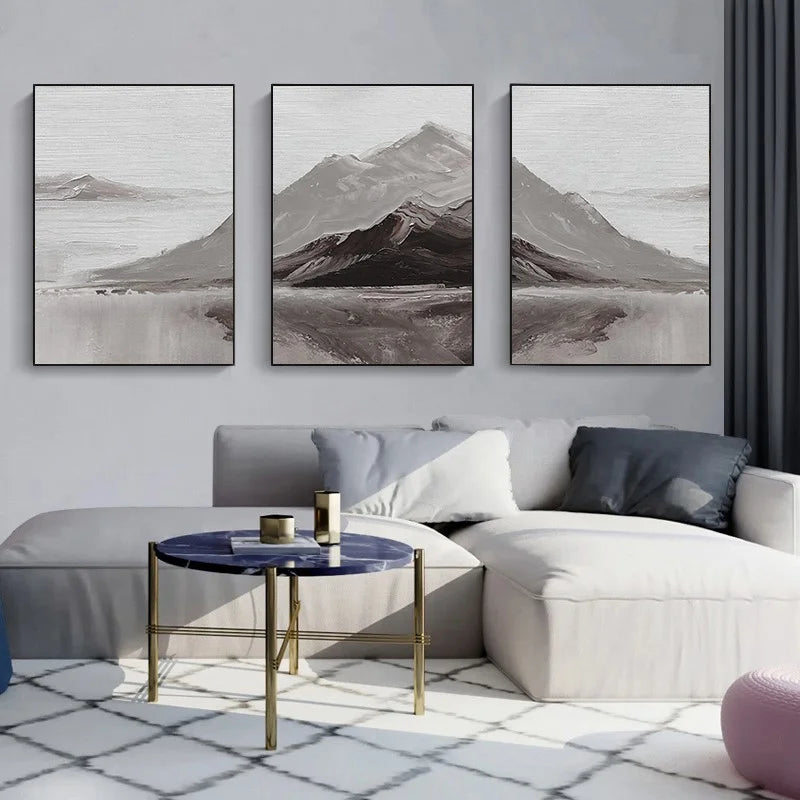 Abstract Gray Mountain Landscape Wall Art Canvas Prints Pictures For Modern Scandinavian Living Room Dining Room Art Decor