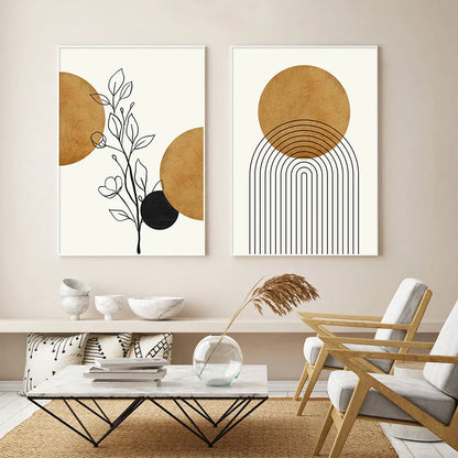 Abstract Geometric Boho Line Art Fine Art Canvas Prints Wall Art Minimalist Pictures For Living Room Dining Room Wall Decor