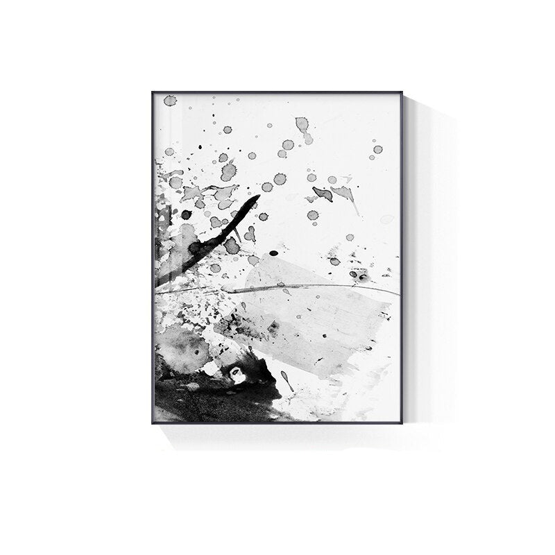 Black White Ink Splash Abstract Wall Art Canvas Prints For Living Room Minimalist Scandinavian Interiors