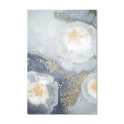 Blue White Golden Abstract Floral Wall Art Canvas Prints Poster For Modern Living Room Bedroom Decor