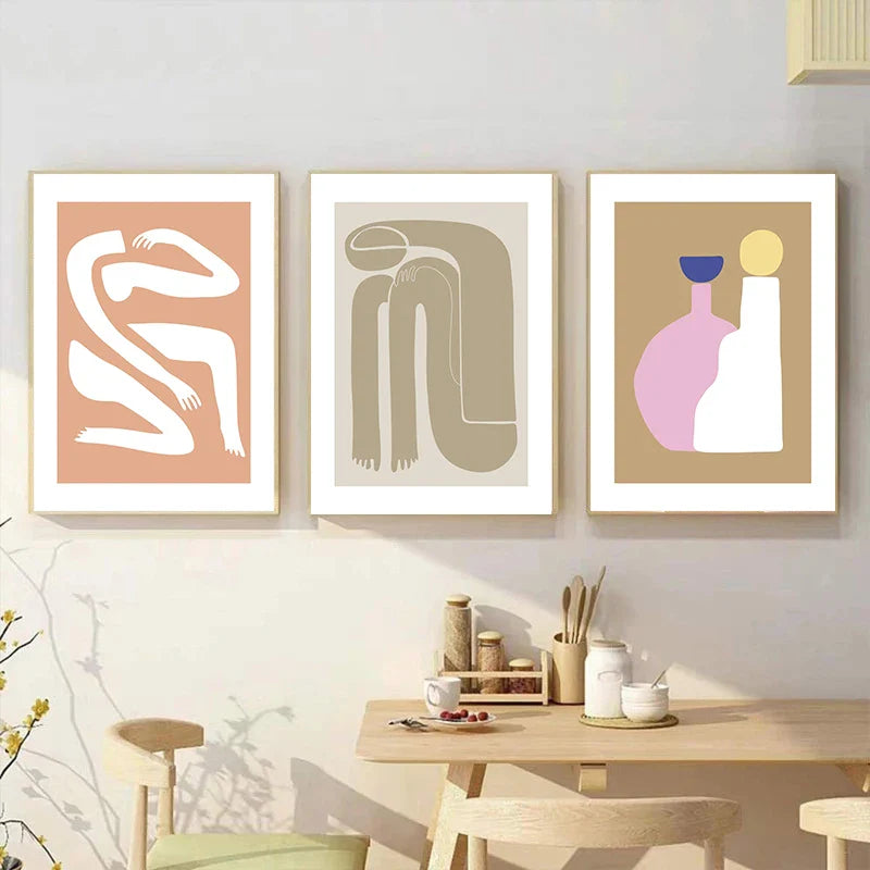 Abstract Minimalist Figure Art Pastel Canvas Prints Wall Art For Living Room Bedroom Modern Home Wall Decor