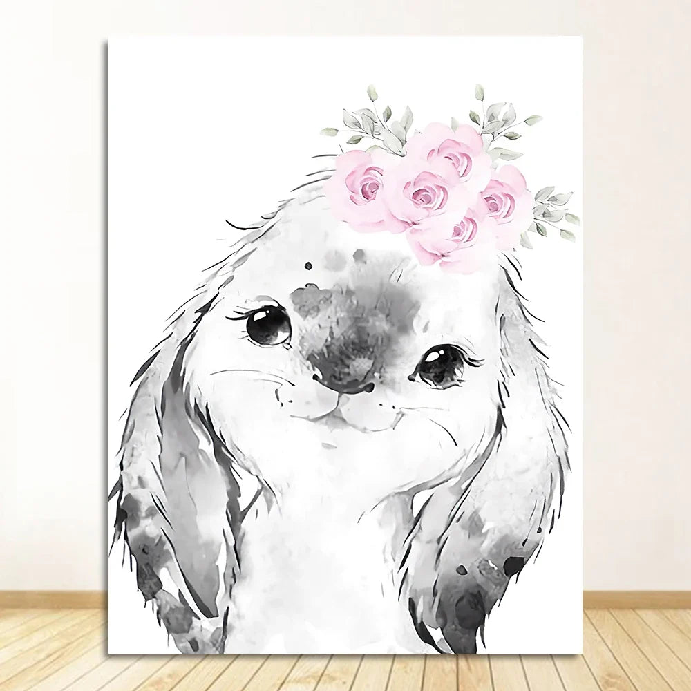 Cute Animals Nursery Posters Personalized Baby's Name Wall Art Canvas Prints For Baby's Room Kids' Room Wall Decor