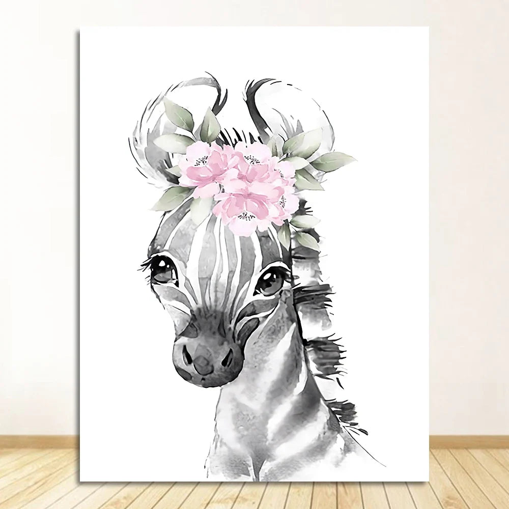Cute Animals Nursery Posters Personalized Baby's Name Wall Art Canvas Prints For Baby's Room Kids' Room Wall Decor