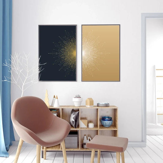 Abstract Particle Geometry Minimalist Wall Art Canvas Prints For Living Room Bedroom Home Office Decor