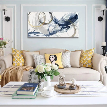 Abstract Minimalist Golden Green Flowing Wall Art Canvas Prints For Living Room Dining Room Modern Bedroom Interior Decor