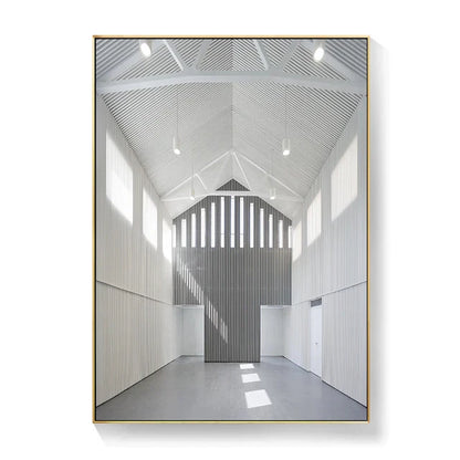 Black White Architectural Interiors Wall Art Canvas Prints For Modern Loft Living Room Home Office Decor