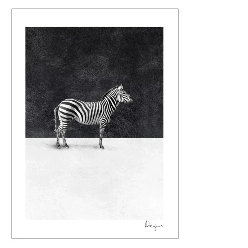 Abstract Black White Lines Zebra Wall Art Canvas Prints Minimalist Poster For Living Room Modern Home Office Decor