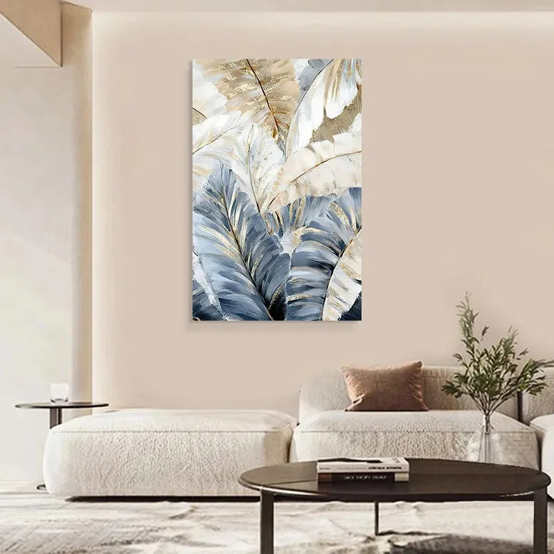 Green Leaves Botanical Abstract Wall Art Canvas Prints For Living Room Dining Room Art Decor