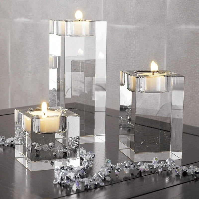 Glass Candle Holder For Tabletop Coffee Table Candle Stands For Modern Living Room