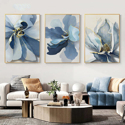 Large Blue Flowers Watercolor Wall Art Canvas Prints Botanical Abstract Posters For Modern Living Room Bedroom Wall Art Decor