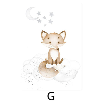 Baby Elephant Monkey Animals Nursery Wall Art Fine Art Canvas Prints Cute Pastel Poster For Baby's Room Kids Room Wall Decor