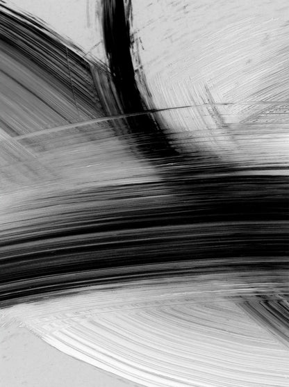 Flowing Brush Strokes Abstract Wall Art Canvas Prints Black and White Poster For Modern Apartment Living Room Bedroom Contemporary Interiors