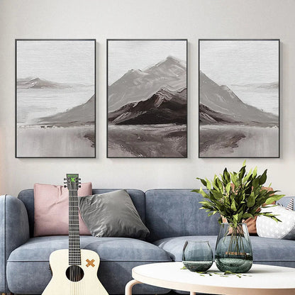 Abstract Gray Mountain Landscape Wall Art Canvas Prints Pictures For Modern Scandinavian Living Room Dining Room Art Decor