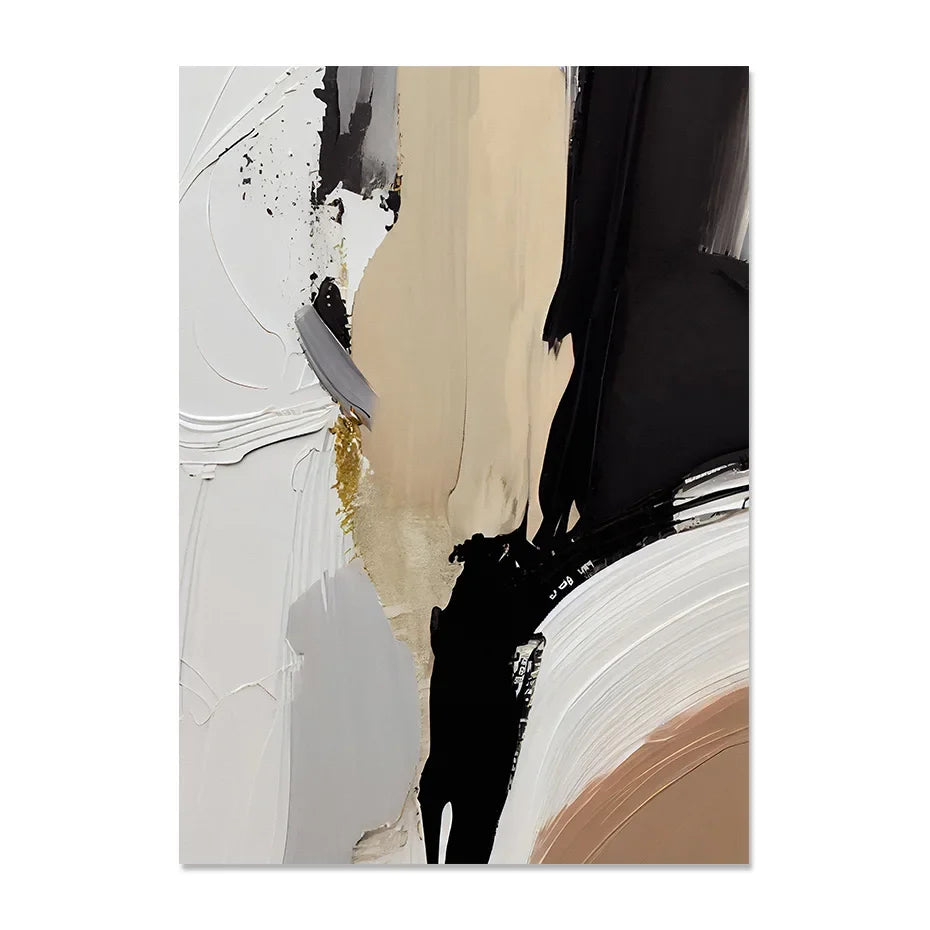 Earthen Abstract Monochrome Fusion Canvas Print Wall Art For Modern Living Room Bedroom Home Office Decor
