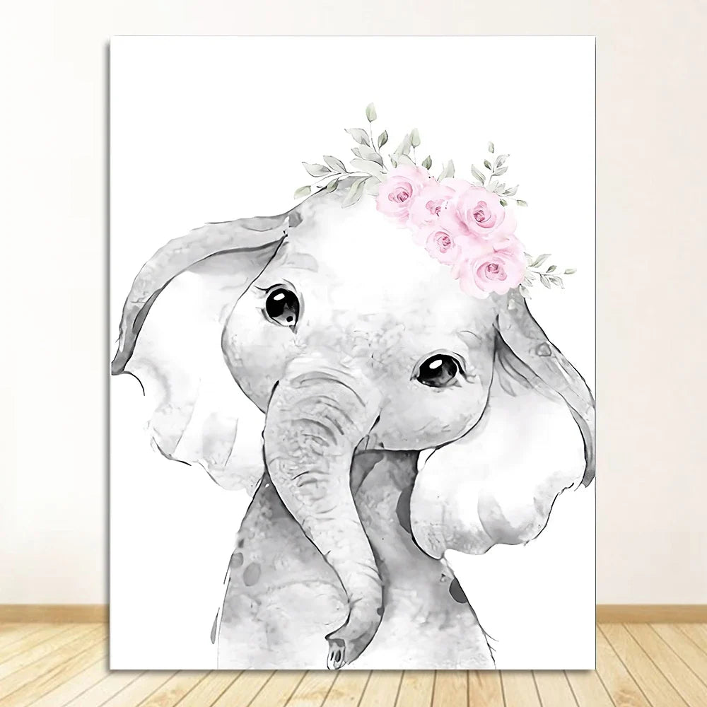 Cute Animals Nursery Posters Personalized Baby's Name Wall Art Canvas Prints For Baby's Room Kids' Room Wall Decor