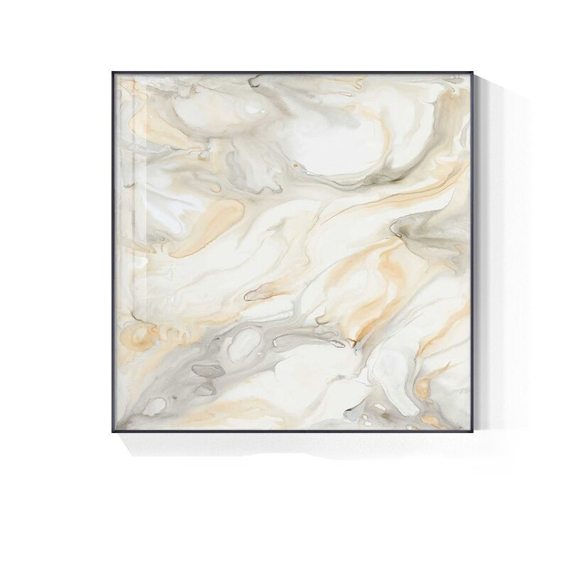 Abstract Minimalist Grey Beige Marble Wall Art Canvas Prints Square Format Poster For Modern Living Room Dining Bedroom Wall Decor