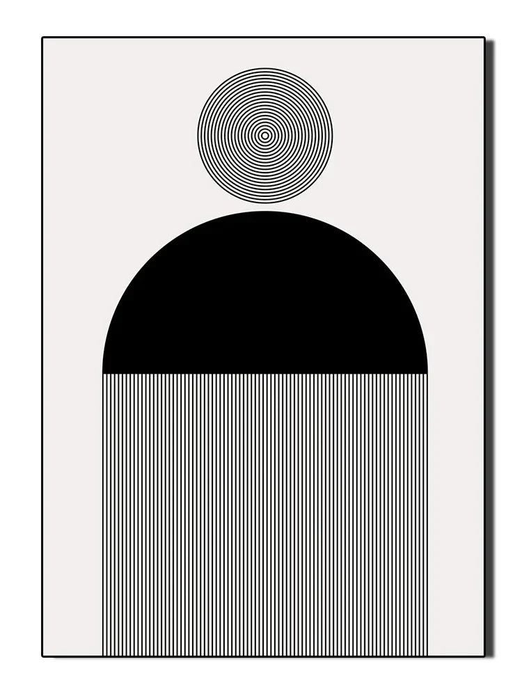 Minimalist Black White Geometric Abstract Wall Art Canvas Prints For Modern Apartment Living Room Art For Contemporary Interiors