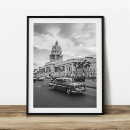 Cuba Havana Black & White Travel Poster Wall Art Canvas Prints For Living Room Dining Room