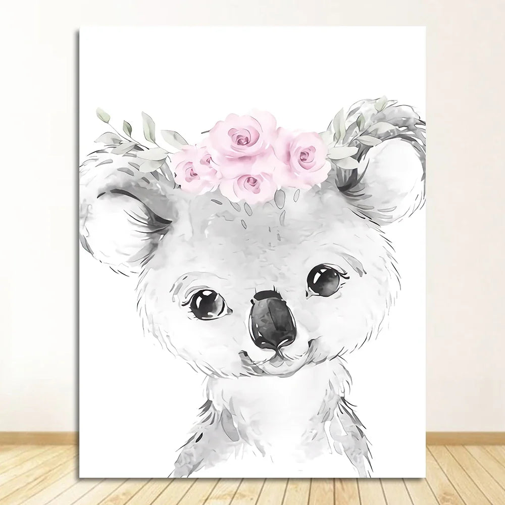 Cute Animals Nursery Posters Personalized Baby's Name Wall Art Canvas Prints For Baby's Room Kids' Room Wall Decor