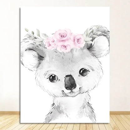 Cute Animals Nursery Posters Personalized Baby's Name Wall Art Canvas Prints For Baby's Room Kids' Room Wall Decor