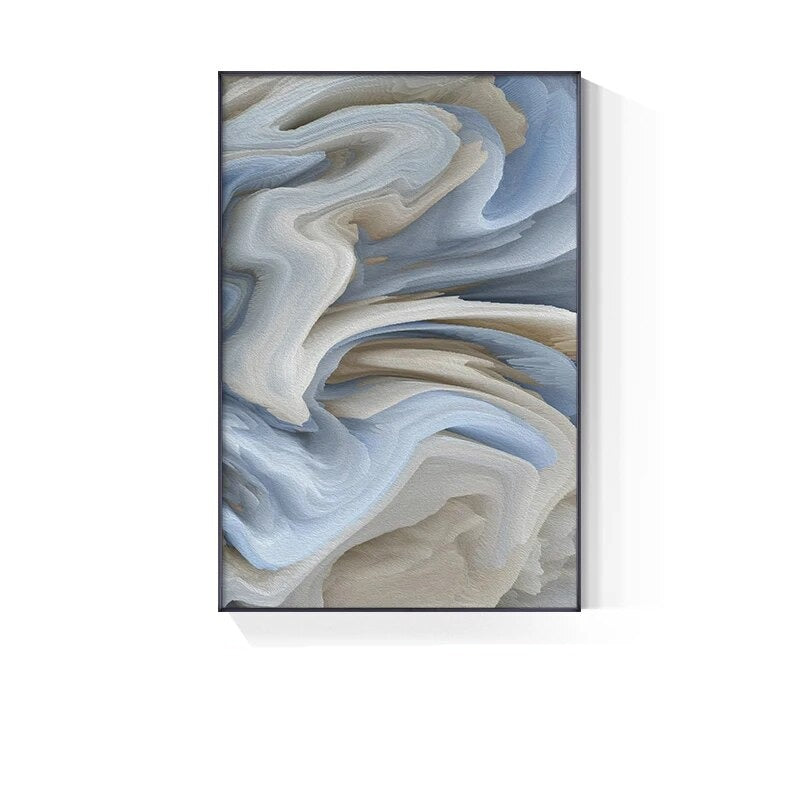 Abstract Beige Blue Gray Cloud Wall Art Fine Art Canvas Prints Modern Poster For Apartment Living Room Dining Room Home Office Decor