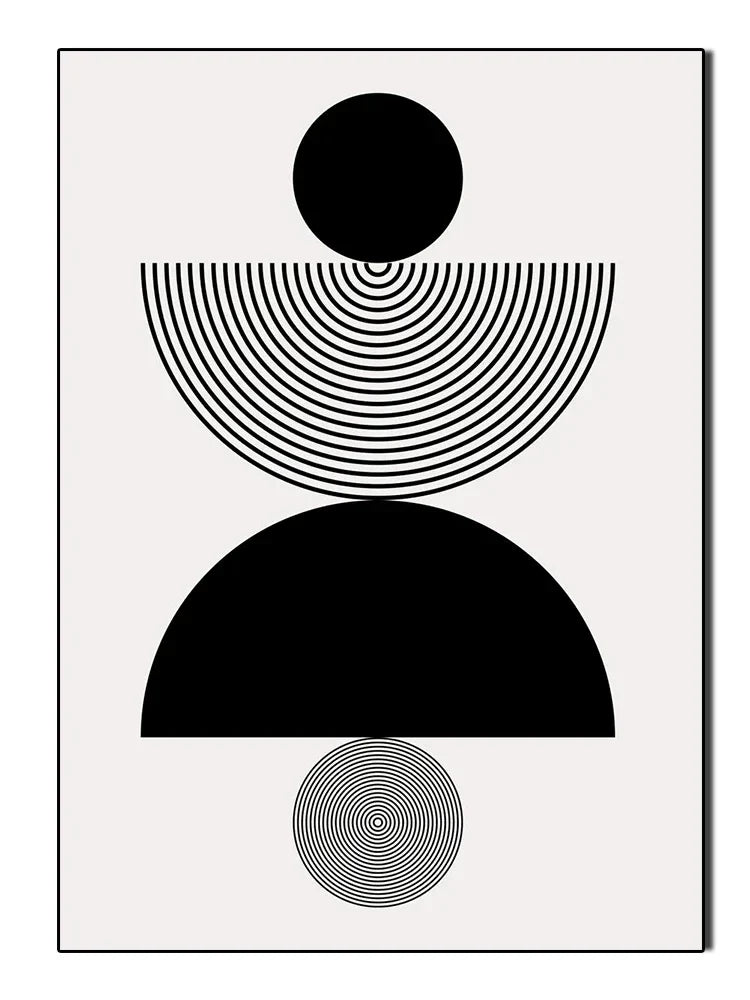 Minimalist Black White Geometric Abstract Wall Art Canvas Prints For Modern Apartment Living Room Art For Contemporary Interiors