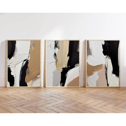 Earthen Abstract Monochrome Fusion Canvas Print Wall Art For Modern Living Room Bedroom Home Office Decor
