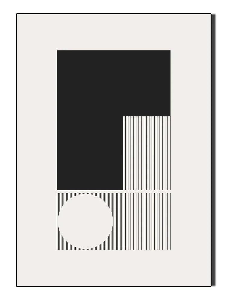 Minimalist Black White Geometric Abstract Wall Art Canvas Prints For Modern Apartment Living Room Art For Contemporary Interiors