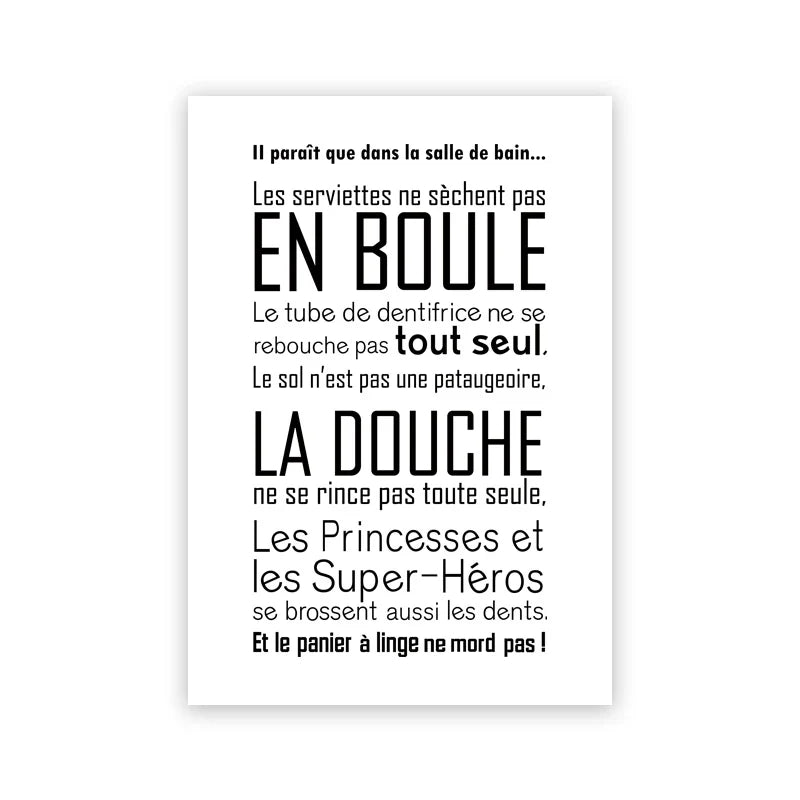 Bathroom Rules French Quotes Funny Toilet Wall Art Canvas Prints Typographic Quotations For Bathroom Toilet Room WC Wall Decor