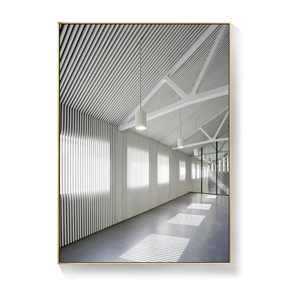 Black White Architectural Interiors Wall Art Canvas Prints For Modern Loft Living Room Home Office Decor