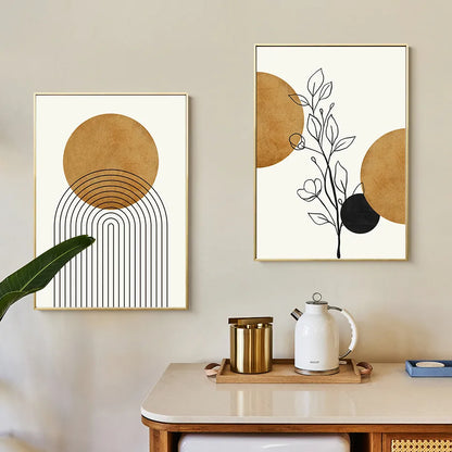 Abstract Geometric Boho Line Art Fine Art Canvas Prints Wall Art Minimalist Pictures For Living Room Dining Room Wall Decor