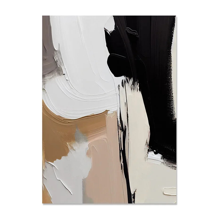 Earthen Abstract Monochrome Fusion Canvas Print Wall Art For Modern Living Room Bedroom Home Office Decor