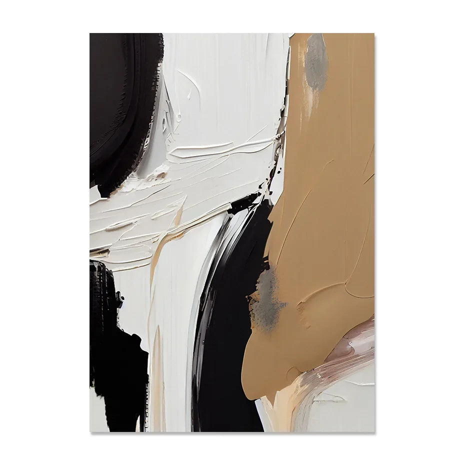 Earthen Abstract Monochrome Fusion Canvas Print Wall Art For Modern Living Room Bedroom Home Office Decor