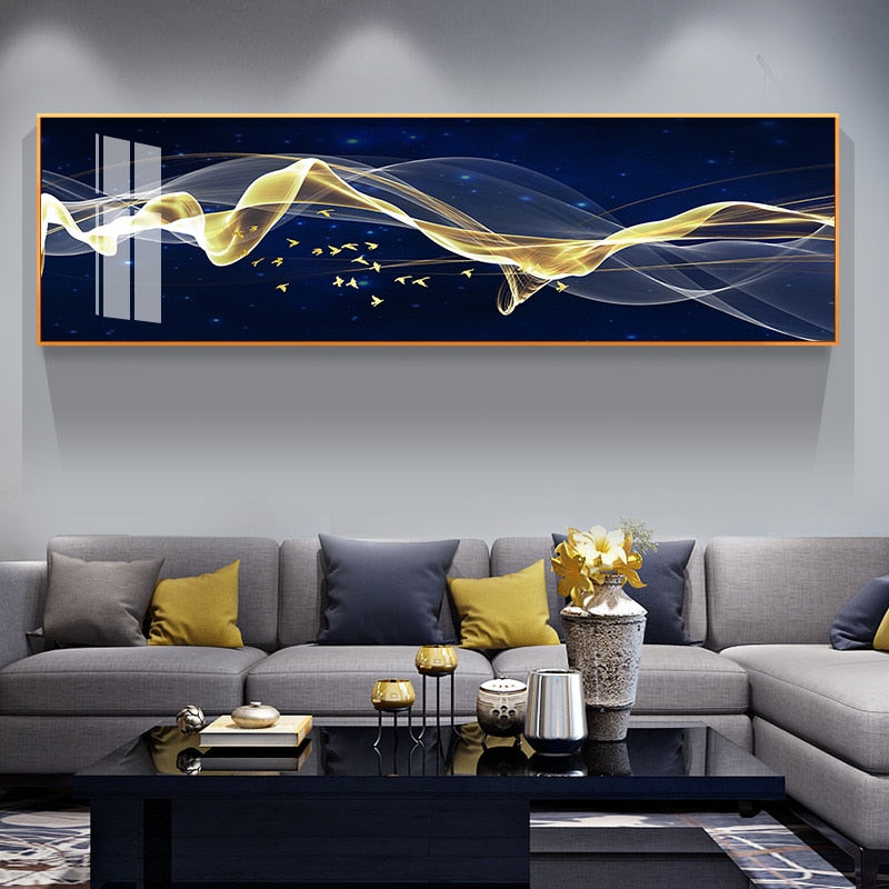 Abstract Flowing Wide Format Wall Art Canvas Prints Modern Poster For Living Room Above The Sofa Decor