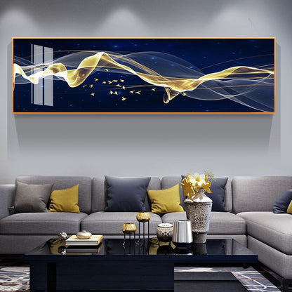 Abstract Flowing Wide Format Wall Art Canvas Prints Modern Poster For Living Room Above The Sofa Decor