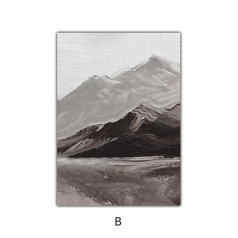 Abstract Gray Mountain Landscape Wall Art Canvas Prints Pictures For Modern Scandinavian Living Room Dining Room Art Decor