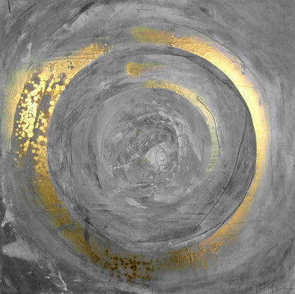 Blue Golden Swirl Circle Wall Art Canvas Prints Square Format Abstract Poster For Living Room Bedroom Office Art Decor