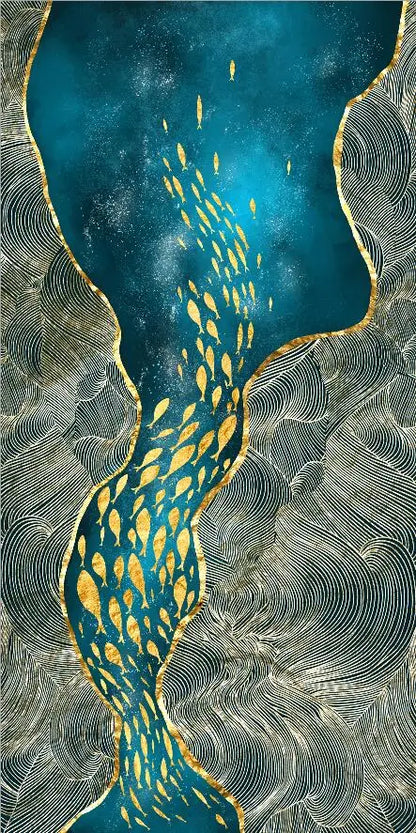 Abstract Green Aqua Auspicious Wall Art Canvas Prints Modern Poster For Living Room Dining Room Wall Art Decor