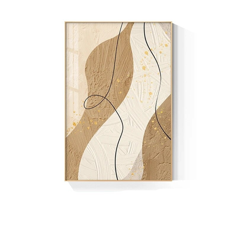 Abstract Beige Texture Black Line Wall Art Fine Art Canvas Prints Minimalist Posters For Bedroom Living Room Decor